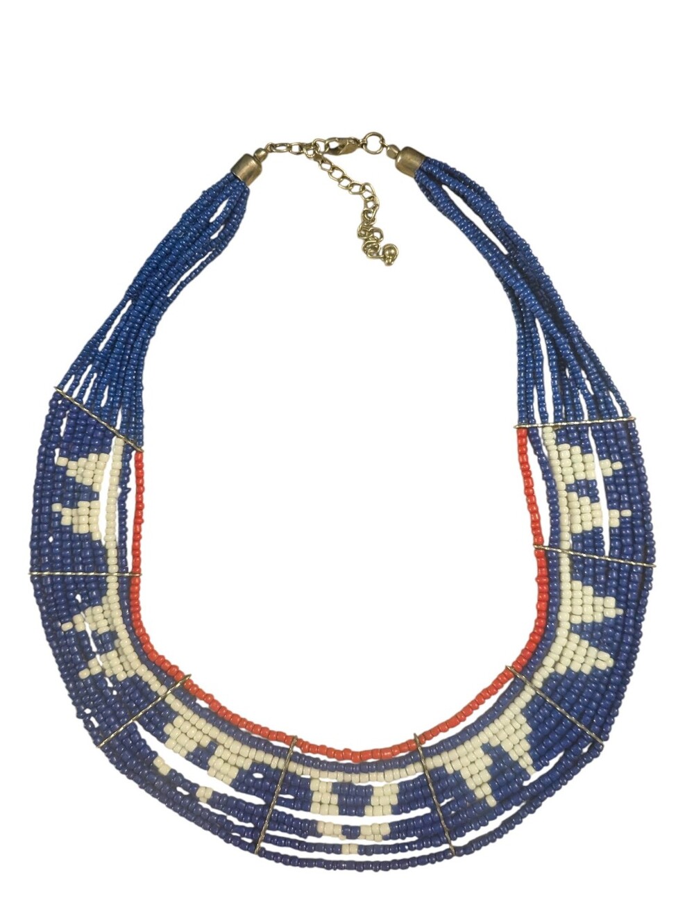 Authentic Contemporary Maasai Beaded Collar Necklace - Cobalt Blue